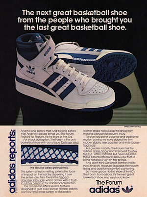1984 Adidas Forum Basketball Shoe Print Ad
