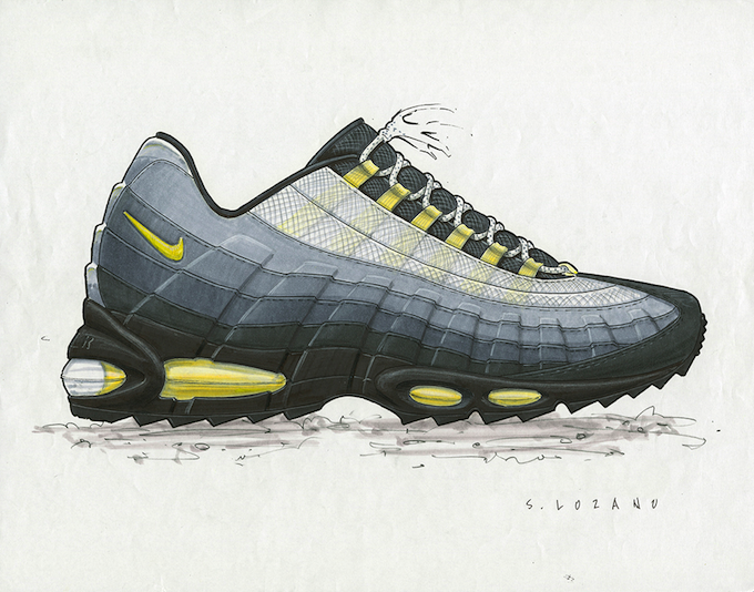 Sketches of the Air Max 95 by Sergio Lozano