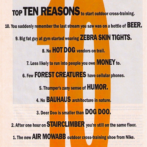 Top Ten Reasons to start outdoor cross-training.