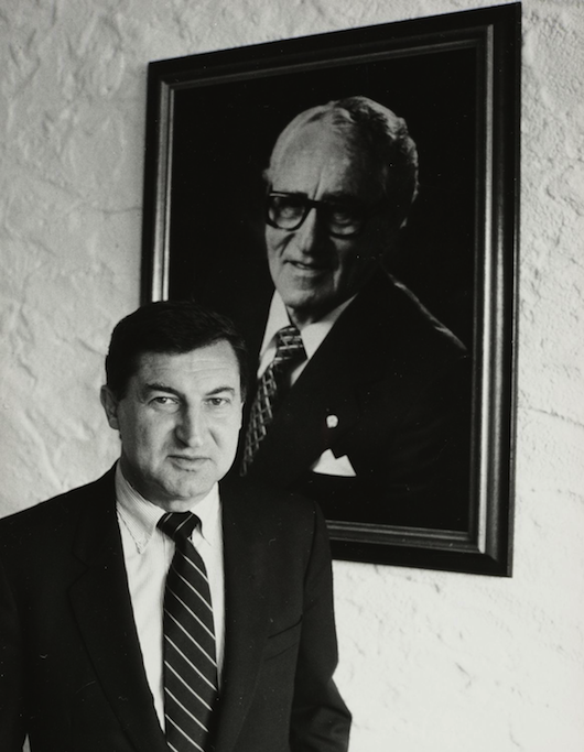 Horst Dassler and a portrait of Adi Dassler